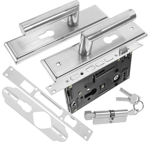 NUOBESTY Maniglia Per Porta Acciaio Inossidabile Maniglia Con Serratura e Pomello Accessorio Per Porta Ingresso Design Elegante e Resistente All Usura Installazione Facile Per Interni e