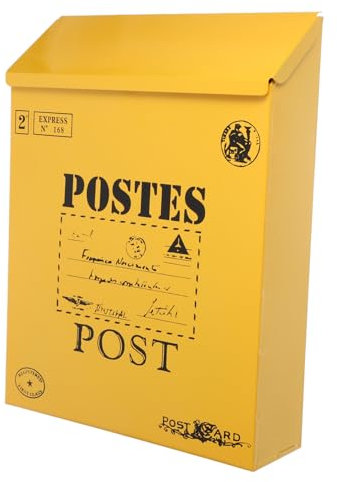 NUOBESTY Cassetta Per Cenere in Stile Retrò Cassetta Postale Da Parete Con Serratura Contenitore Per Giornali e Donazioni Montaggio Parete Esterno