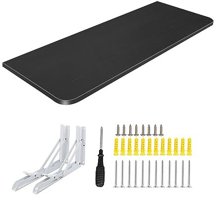 Foldable Wall-Mounted Dining Table, Space-Saving Kitchen & Office Bar Table, 60x30x1.6 cm, Black - Perfect for Small Dining Rooms & Modern Interiors