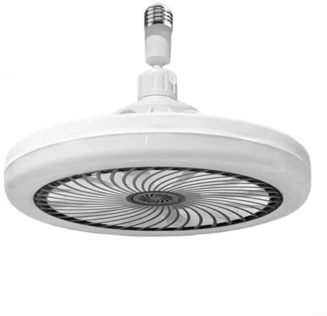 Entgoinggo E27 LED Ceiling Fan Light Bulb Lights Bulb Ceiling Fan, With Remote Control, Adjustable Brightness Integrated Fan Lamp, For Bedroom Home Lighting(Black)