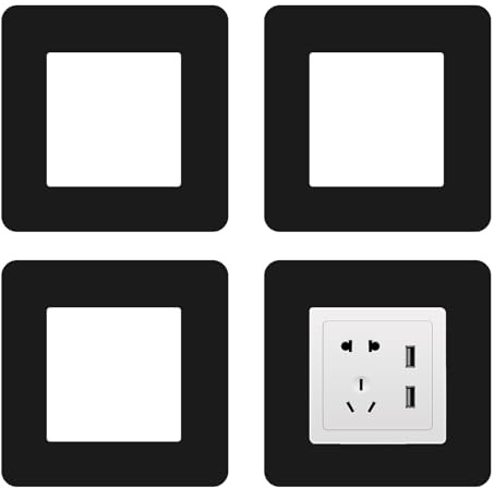 4 Pcs Black Light Switch Finger Plate Surround – Square Plastic Switch Frame Surround for Wall Protection, Acrylic Finger Plate Cover for Socket Switch Surround