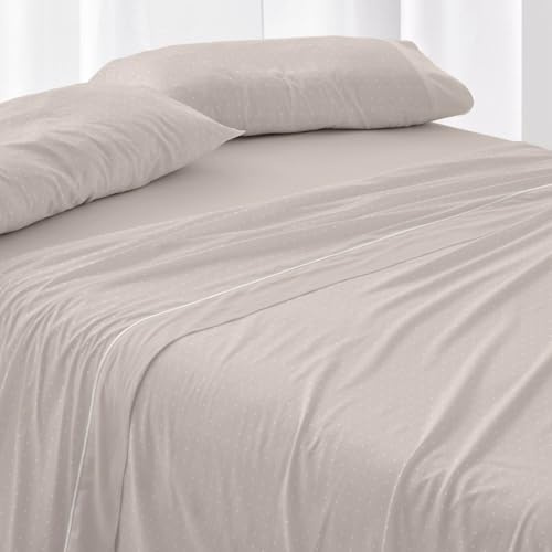 Burrito Blanco | Juego de Sábanas Franela 100% Algodón Cama 105 Arena | 3 Piezas: Bajera, Encimera y Funda Almohada | Sábanas Invierno Cálidas Estampadas | Tacto Suave | Transpirable