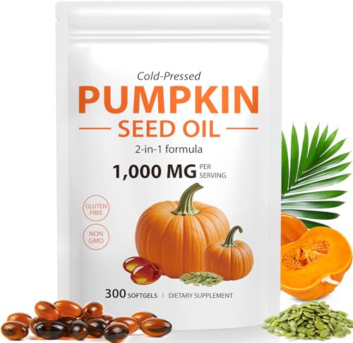 Pumpkin Seed Oil Capsules-Pumpkin Seed Oil for Hair Growth | Cold Pressed Essential Fatty Acids & Phytosterols | Supports Hair, Urinary,Bladder & Prostate Health (300PCS)