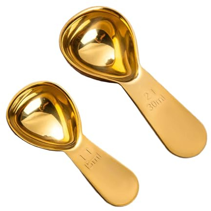2Pcs Stainless Steel Coffee Scoops Tablespoon Short Handled Metal Spoons Kitchen Baking Cooking Measuring Scoops Tablespoon