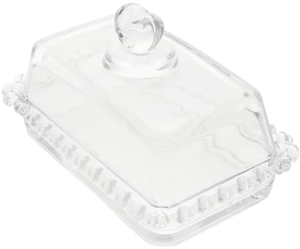 ROMISBABA Mantequera de Vidrio Transparente con Tapa de Plato para Mantequilla Reutilizable Resistente y para Refrigerador Diseño Versátil para Cocina y Almacenamiento