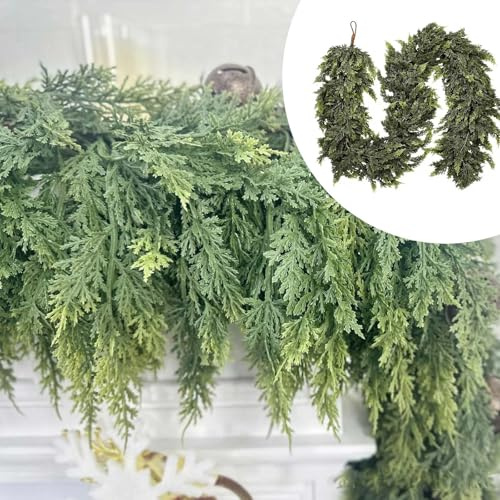 Weihnachtsgirlande 2026 - Naturgetreue Tannengirlande, 1.8m Grün, Perfekt für Weihnachtsdeko Innen und Außen, Treppengeländer & Türrahmen, Upgrade Norfolk-Kiefergirlande (Stil 8_60 grüne Blätter)