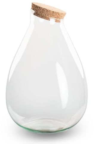 urbanjngl - Terrariumflasche 'Drop XL' mit Korken - Geschlossenes Terrarium Ø 29 cm, Höhe 37 cm, ideal für Pflanzen und Dekoration, Robustes Design, perfekt für Ihr Zuhause.