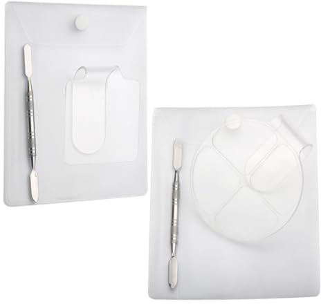 IWOWHERO Palette de Maquillage Acrylique Blanche Facile à Utiliser pour Nail Art, 2 Sets Poignées Incurvées pour Décoration DIY des Ongles