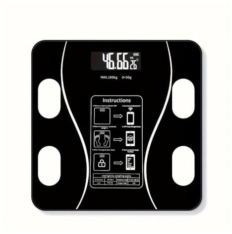 FLEUURS, Bilancia Pesapersone Intelligente, Bilancia Pesapersone Smart, Con Elettrodi Incorporati, Analizza Livelli Di Composizione Corporea, Fino a 180KG, Ampio Display, IOS & ANDROID