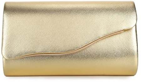 EVEOUT Bolso de Noche con Solapa en Cuero Sintético Mujer, Clutch Elegante Tipo sobre con Cadena, Bolso de Mano Versátil para Boda y Fiesta, Baile