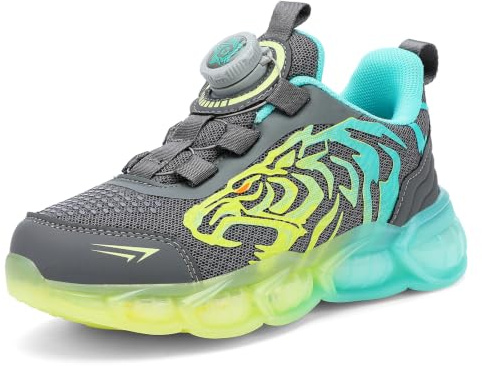 Xemuck Baskets pour enfant - Chaussures de course tendance - Motif tigre - Confortables - Respirantes - Légères - Pour le sport en plein air - Chaussures de jogging - Taille 28-39, gris, 35 EU