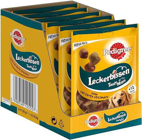 PEDIGREE Leckerbissen Kau-Happen Portionsbeutel mit Huhn- und Entengeschmack 6 x 130g