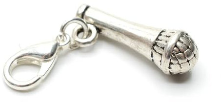 Miniblings Microphone Micro Chanteur Charm Tirette Argent Mic - Bijoux Fashion Main argenté plaqué I Pendentifs - breloque Pendentif - Pendentif pour Bracelet