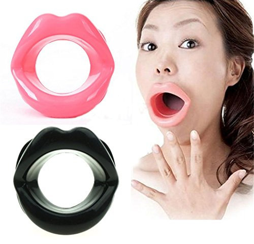 OnundOn Silikon Mundknebel Ring Ball Gag Durchmesser 4CM Schwarz und Rosa 2er