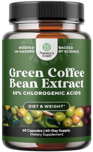 Natures Design Pure Green Coffee Bean Extract – Standardized to 50% Chlorogenic Acid – Weight Loss Supplement for Men & Women – Burns Both Fat and Sugar – High Grade Potent Ingredients