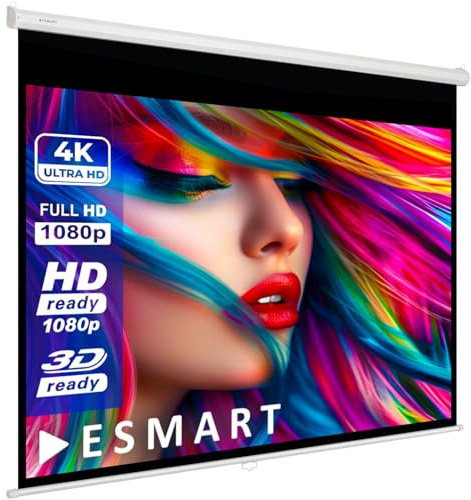 ESMART Economia EXR Schermo di rollo manuale 217 cm Immagine 200 x 150 cm (98) | Formato 4:3 | Schermo per proiezione proiettore home cinema Schermo per tende a rullo LCD LED