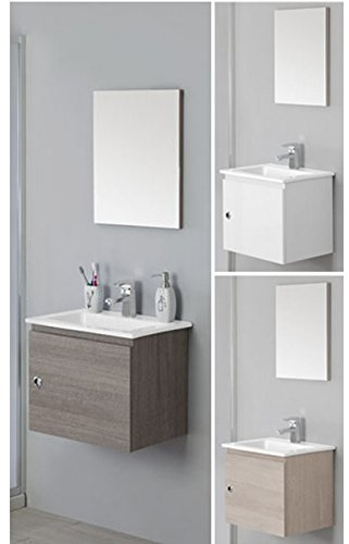 Bagno Italia Arredo Bagno moderno 50 cm disponibile in 3 colori mobile sospeso con lavabo mobili salva spazio rovere bianco I
