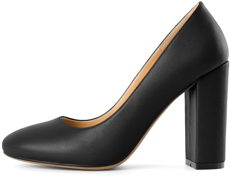 EDEFS - Chaussure Mode Escarpin - Talon Hauts Bloc - Bout Rond fermé - Soirée Mariage Grand Femme - MatteNoir - Taille 38