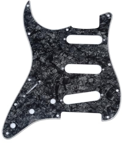 Musiclily Pro Linkshänder 11 Löcher SSS ST Schlagbrett 4 lagig Black Pearl | für Fender USA/Mexican Standard Strat Modern Style E-Gitarre