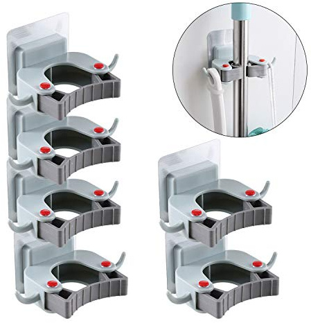 MaoXinTek Gerätehalter Selbstklebend Mop und Besen Halter Ohne Bohren Für Küche Badezimmer Garten Garage 6 Stück