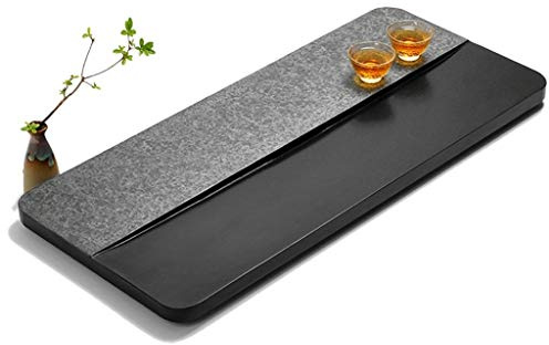 Naturel Pierre Noire Plateau Thé Rectangulaire Plateau Thé Kung Fu Thé Chinois Set Plateau Thé Sculpté De Main (Color : Black, Size : 60x40x3cm)