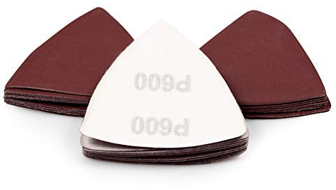 SPEEDWOX Lot de 30 feuilles de papier de verre triangulaires auto-agrippant grain 600 80 mm pour outil oscillant multi-usage, ponceuse de détail