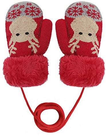JINTN Niedlich Fuchs Handschuhe Doppelstrickwolle Kleinkinder Fäustlinge Verdickte Strickhandschuhe Winterhandschuhe Warme Handschuhe für 1-4 Jahre Kinder