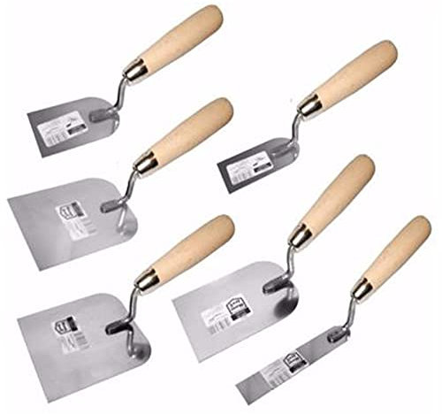 Toolty Stainless Steel Stucco Trowel, Wall Putty Trowel, Plastering Trowel, Finishing Trowel - 30, 50, 60, 80, 100, 120, 30x160mm - for Brickwork and Plastering - Wooden Handle - DIY - TLTY-S009