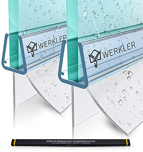 WERKLER® 2x 80cm Guarnizione Doccia Sottoporta - 6mm 7mm 8mm Sottoporta - Qualità Tedesca - Guarnazioni Box Doccia Sottoporta | 2 Anni Garanzia | Guarnizione per Porta in Vetro