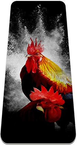 Eslifey Hahn Yogamatte mit Huhn, Geflügel, Vogel und Tier, dick, rutschfest, für Damen und Mädchen, Trainingsmatte, weiche Pilates-Matten, (183 x 61 cm, 0,6 cm dick)