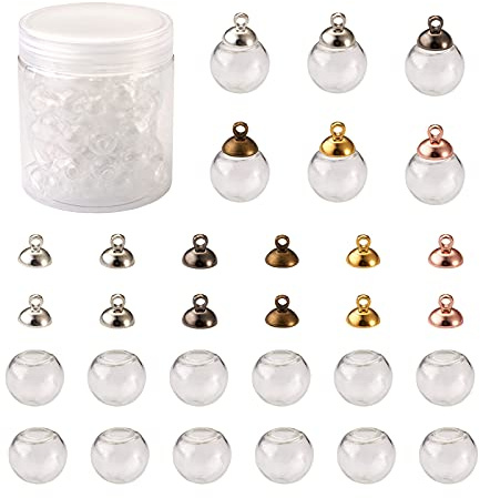 Cheriswelry Leere Mini-Glaskugel-Flaschenanhänger, hohl, klare Glaskugel, Kuppel, Fläschchen, Charms für DIY-Schmuck, Halsketten, Ohrringe, Bastelarbeiten