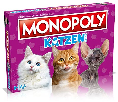 Winning Moves Monopoly Katzen Edition - Monopoly Spiel für Fans - Familienspiele Strategie Brettspiele Katzen - 2+ Spieler ab 8+ Jahren - Deutsch