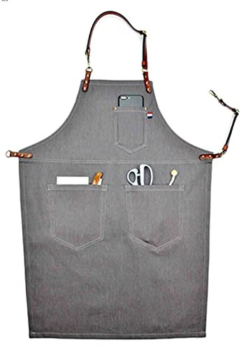 YANYUESHOP Arbeitsschürzen für Männer mit Taschen, Jeansschürze, Friseur, Barberologie, Friseurschürze, ärmellos, Bäcker, Künstler