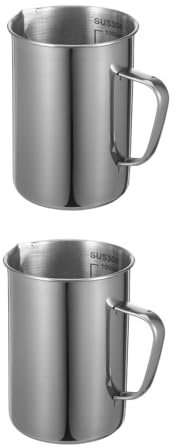 ULTECHNOVO 2piezas Vaso Medidor De Acero Inoxidable De Escala Graduada Para Laboratorio y Cocina Para Medir Líquidos y Sólidos Diseño Resistente y Fácil De Leer