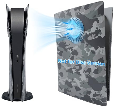 Mcbazel PlayStation 5 Frontplatte mit Kühlungsluftschlitz Ersatzplatte für Digital Edition staubdicht kratzfeste Platten - Tarnung(Nicht für PS5 Slim/Pro)