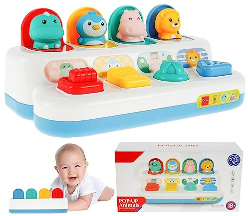 Baby Hide & Seek Animal Pop-up Toys - Color Sorting, Push & Pop, Creative Interactive Learning Toy for 1 Year Old Toddlers Boys & Girls