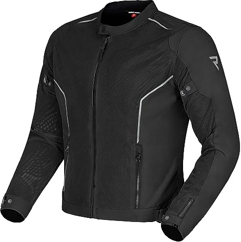 REBELHORN Wave Giacca da Moto Uomo | Tessuto | Pannelli di Ventilazione in Rete | Protezioni Gomiti e Spalle Livello 2 | Tasca per Protezione Schiena