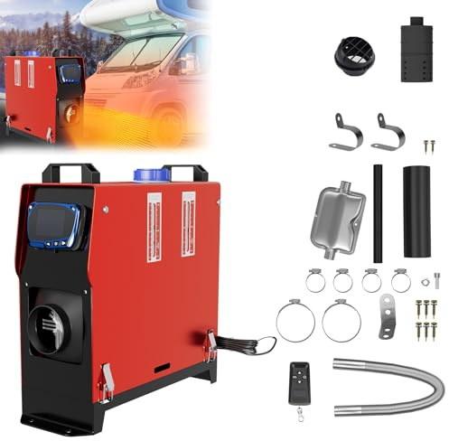 ACXIN 12V 8KW Diesel Standheizung, Luftheizung mit LCD-Display & Fernbedienung, 360° Luftauslass, Tragbare Dieselheizung für Auto, RV, Boote, LKW & Wohnmobil (Typ 1, Rot)