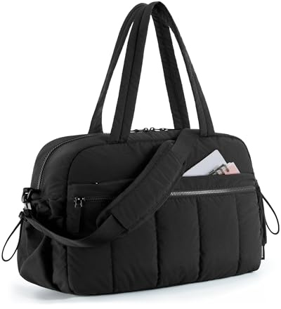 BAGSMART Duffle Bag for Travel, Gym Bag for Women with Wet Pocket, Carry on Weekender Bags for Women, Water Resistant Travel Bag Duffel Bag, Black