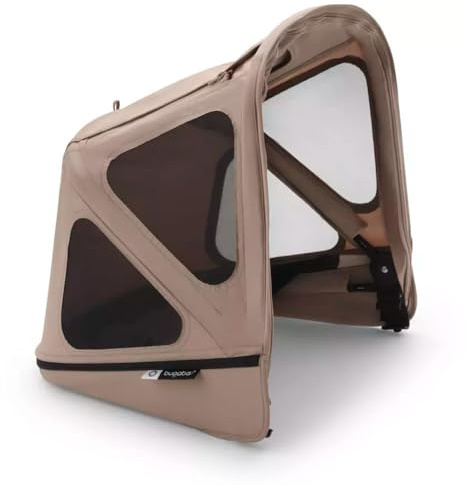 Bugaboo Sombrilla Donkey Breezy, extensible para mayor cobertura y protección solar óptima, repelente al agua, compatible con todos los cochecitos de carpa Donkey, Dune Taupe