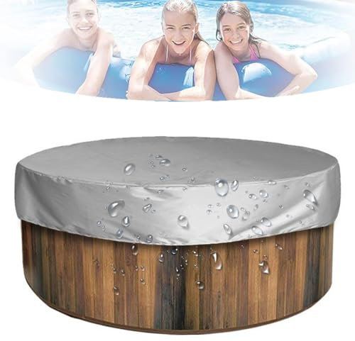 Wasserdicht Abdeckung für Pool,210D Oxford Poolabdeckung Rund für den Garten für Kleinen Frame, Winter Sommer Solar Schutzhülle Abdeckplane für Hund und Kinderpool (Size:12FT(366 * 20CM),Color:Grey)