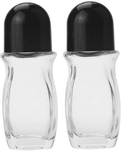 Hperu 2Pcs Refillable Roller Ball Applicator, 1.8oz Refillable Clear Glass Rollerball Bottle Leak-proof Anti-slip Wide Opening Roller Ball Applicator for Essential Oils Fragrance