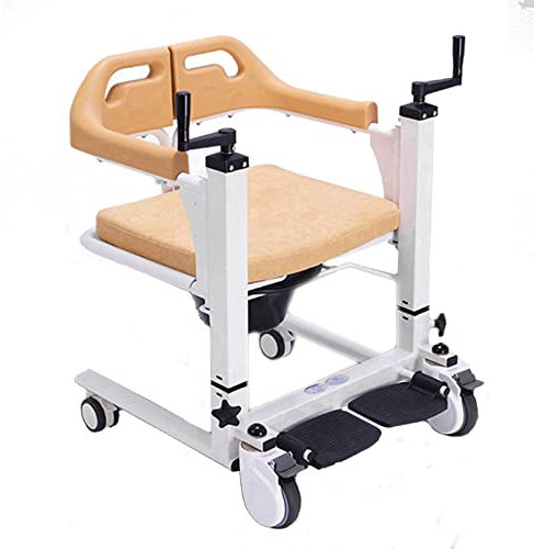 CRBUDY Patientenlift, Rollstuhl mit Patientenlift für zu Hause, Transportstuhl mit 180° geteilter Sitzfläche, Transferlifthilfe für Behinderte, Nachtstuhl mit Bettpfanne, Badezimmer-Rolld