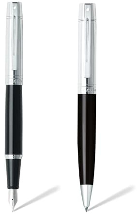 Sheaffer Gift Pack | Set of Fountain Pen + Ballpoint Pen | 300 E9314 Glossy Black Barrel Chrome Cap with Chrome Trim
