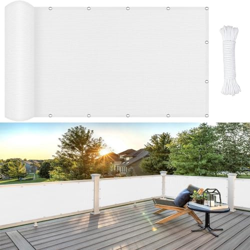 Sonnensegel Nach Maß mit Ösen 140 x 350 cm, Windschutz Reißfest Wetterfest, Sonnenschutz-Beschattungstuch, Sonnensegel Beschattung, für Balkon Garten, Weiß
