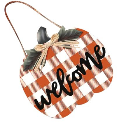 HOMOCONO Thanksgiving Kürbis Türschild Willkommensschild Für Erntedankzeit Hängende Deko Für Tür Und Garten Festliche Dekoration Für Einladende Atmosphäre