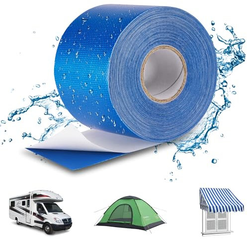Lechin Cinta Adhesiva, 5,7cm x 10m Cinta americana extrafuerte, Cinta adhesiva impermeable, Cinta de Reparación para lonas de camiones, toldos, tiendas, piscinas, PVC, Azul