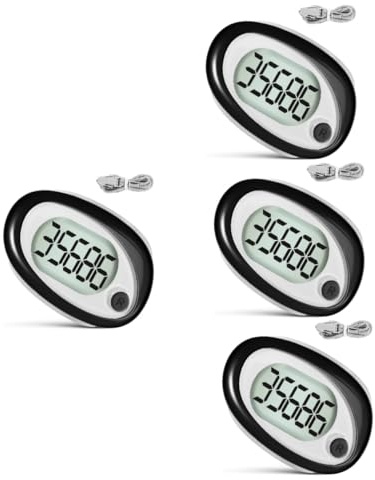 VANZACK 4pcs Accurate Step Counter Pedometer Clip Sports Pedometer for Hiking Screen Portable Step Counter for Fitness Reusable