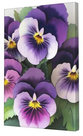 YKLJG Kunstdruck auf Leinwand, Motiv: Stiefmütterchen, Blume, 30 x 45 cm, gerahmtes Bild, Gemälde, Kunstwerk für Schlafzimmer, Küche, Zuhause, Büro, Dekor