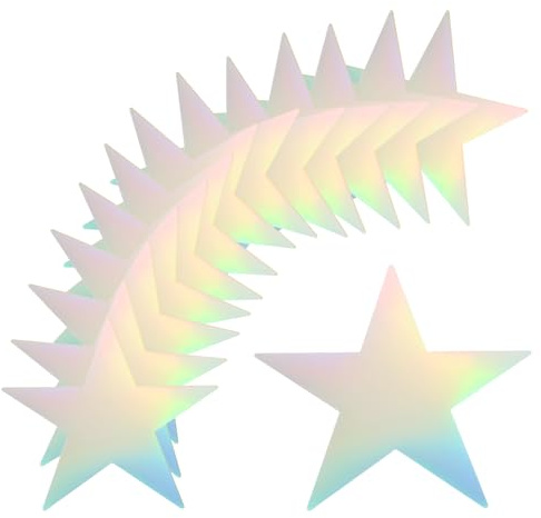 QUARKZMAN 36pz Stelle Iridescent Argento Ritagli Stelle in Carta Stampata Doppia Decorazione Stelle in Cartone per Parete della Classe Forniture per Feste Notturne al Cinema, 11 Pollici